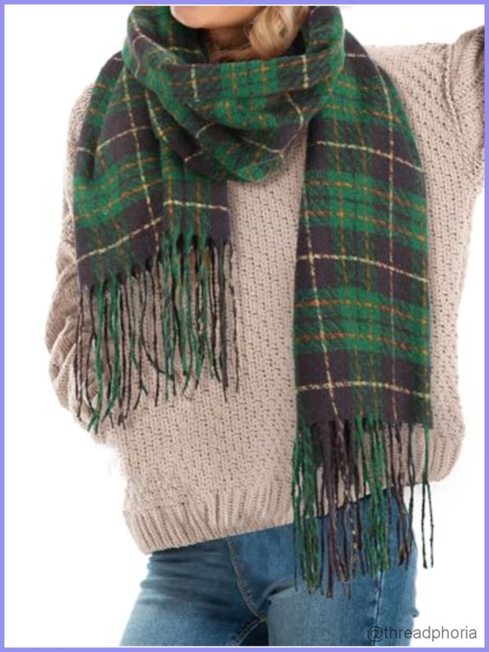 Soft Plaid Winter Scarf Long Wrap for Women Men